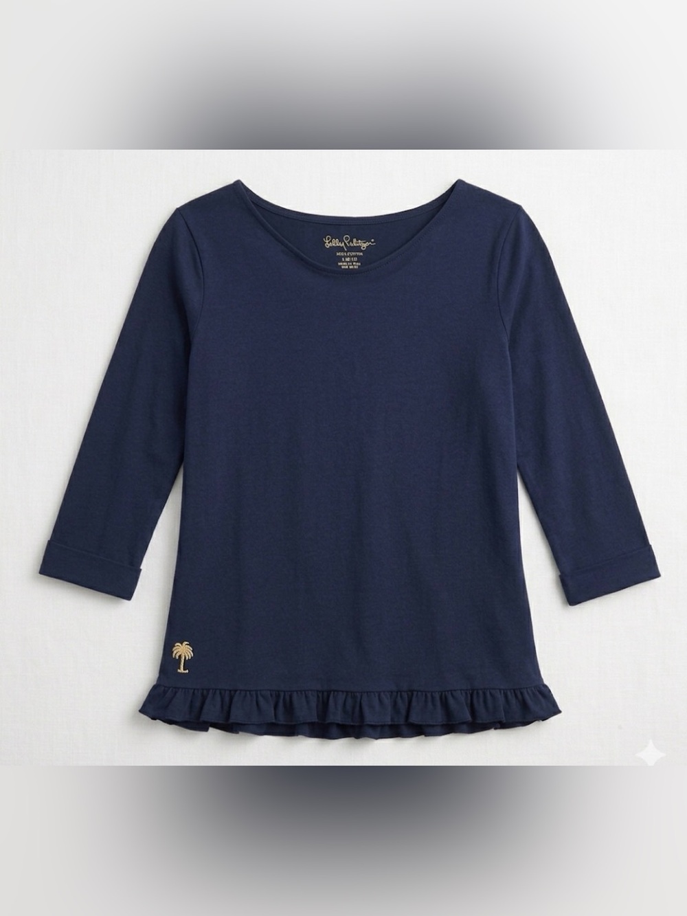 Lilly Pulitzer | Navy Gold 3/4 Sleeve Girl Top | L 8/10